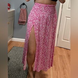 Pink Floral Maxi Skirt